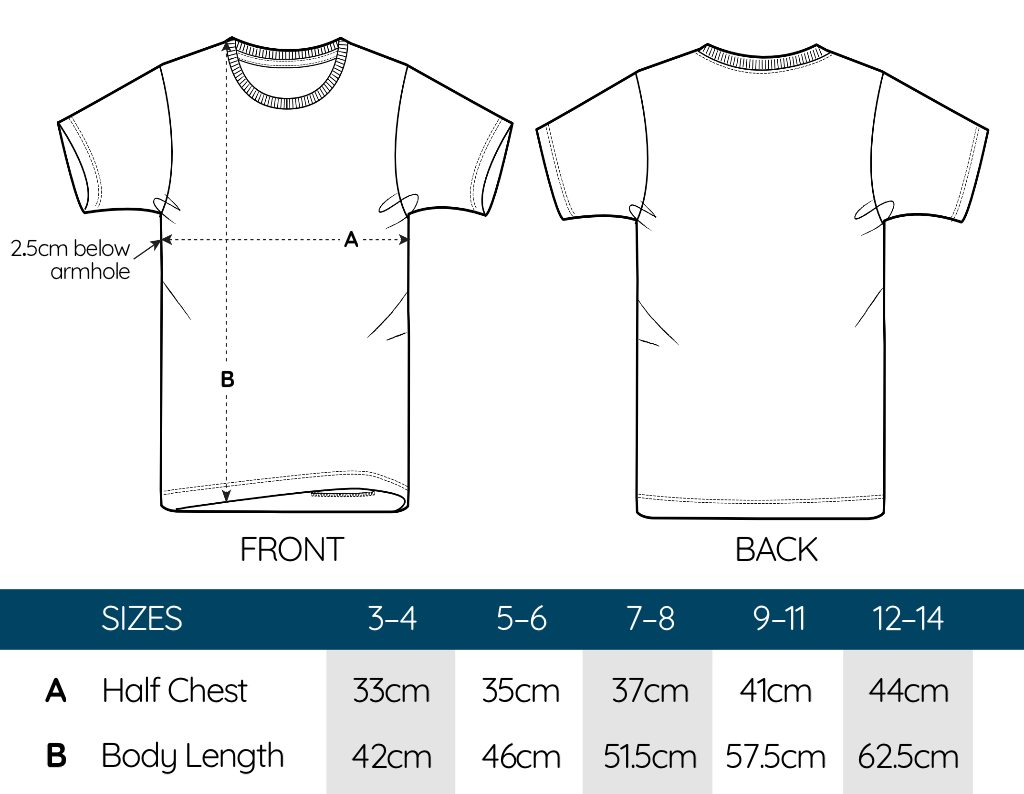 Child Tee Shirt Size Chart Kids Matttroy