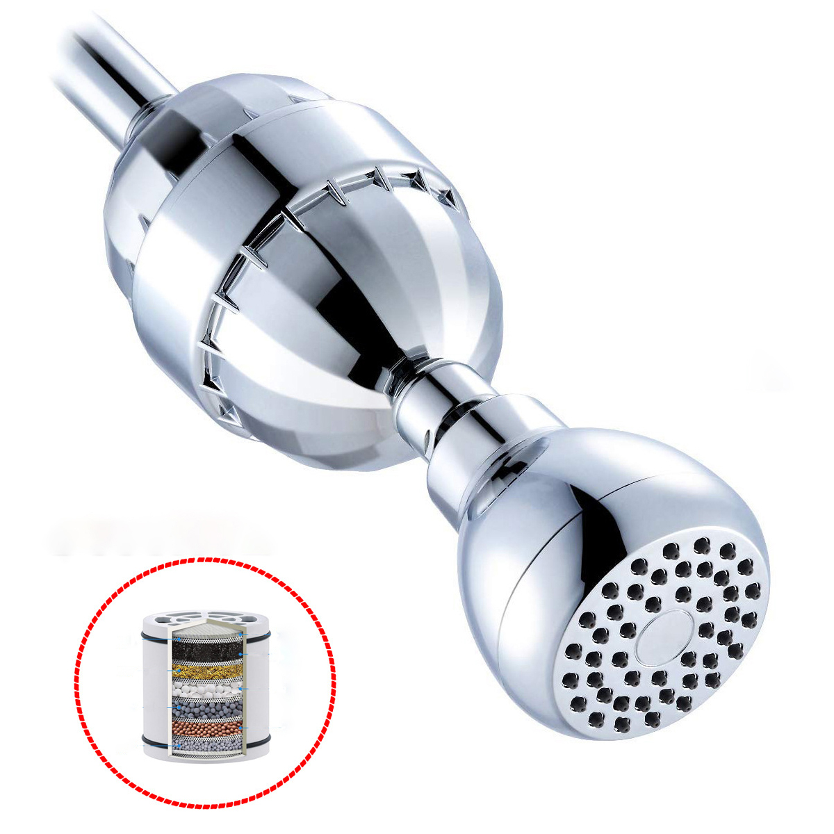 Shower Head High Pressure 4 Inch Showerhead 5setting Adjustable Shower