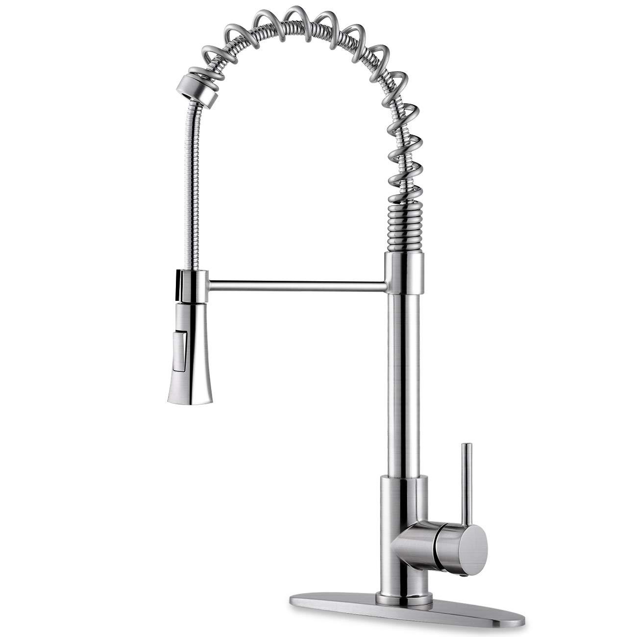 Single Lever Pull Down Kitchen Sink Faucets Spring Brushed Nickel Pull