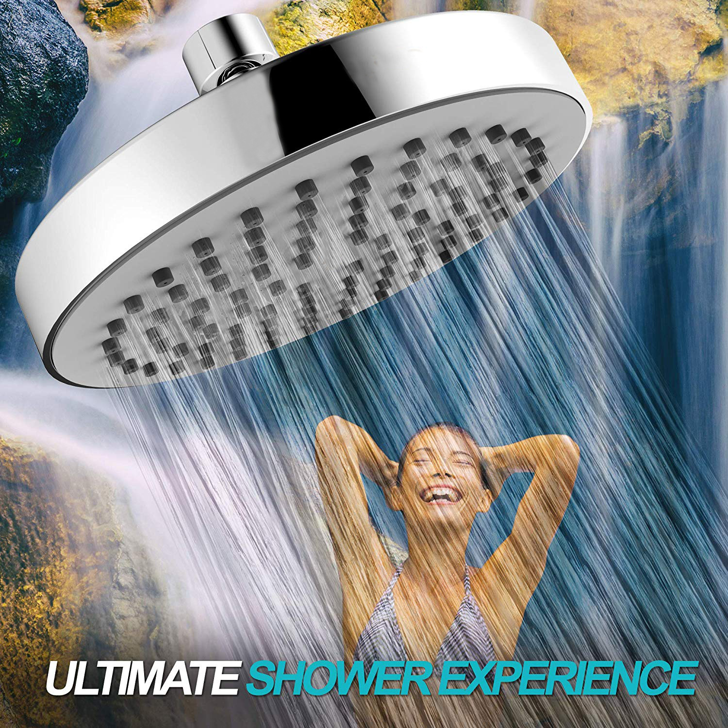 Shower Head High Pressure Rain Luxury Modern Chrome Look AWSSO Faucet