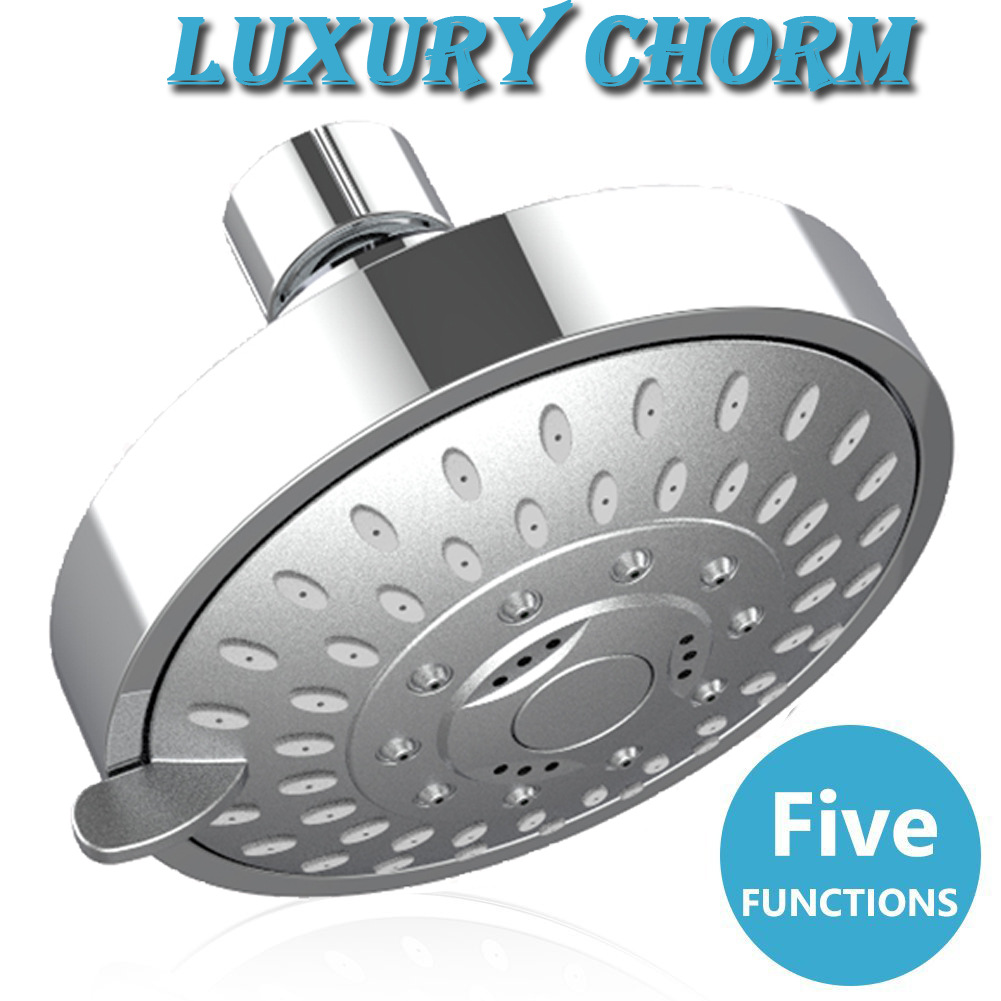 Shower Head High Pressure 4 Inch Showerhead 5setting Adjustable Shower