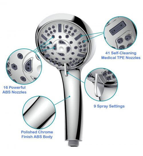 Handheld Shower Head with Flow Regulator, Easy to Control Water