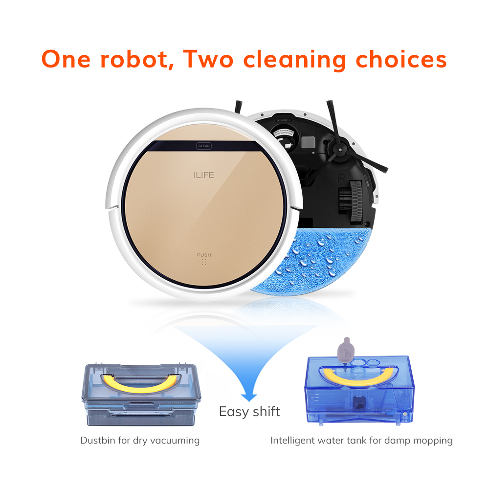 ILIFE V5s Pro Robot Vacuum and Mop 2 in 1 Cleaner with Water Tank, Self