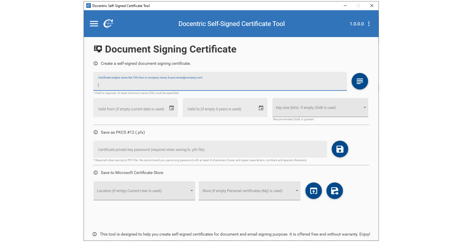 Free Self-Signed Certificate Generator