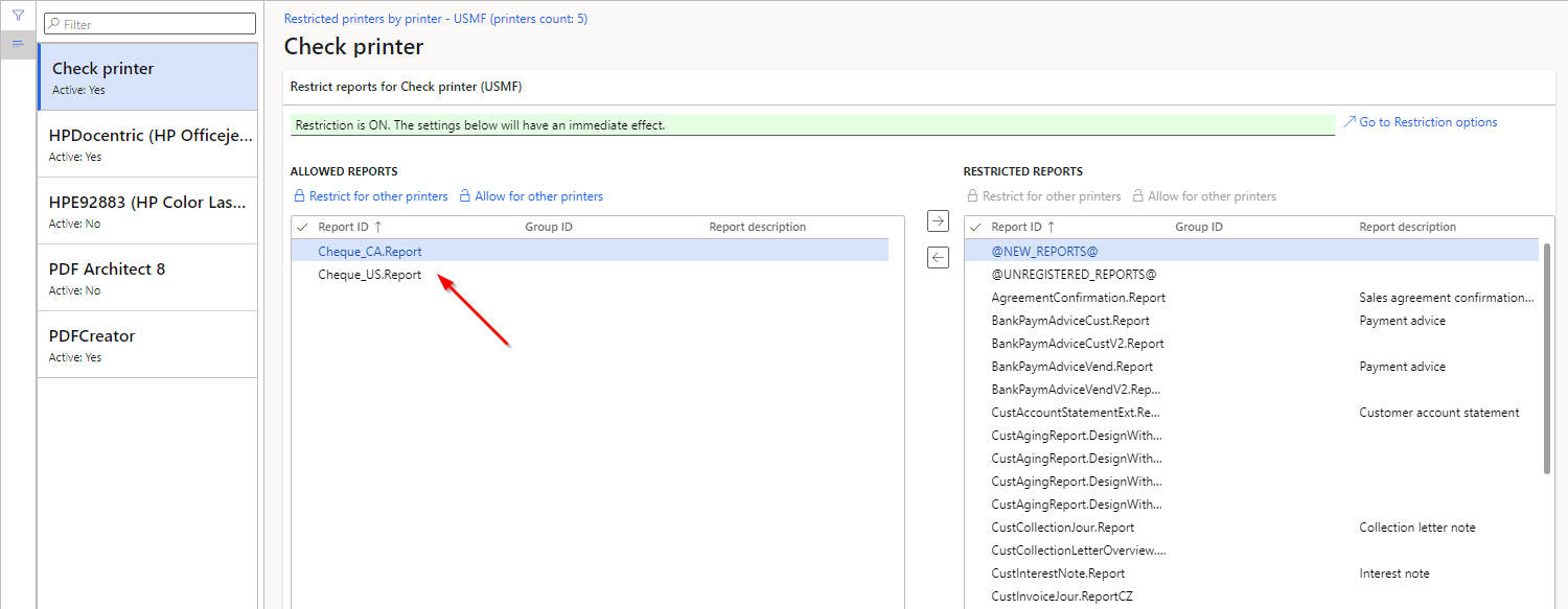 Prevent your checks from printing on the wrong printer in D365FO