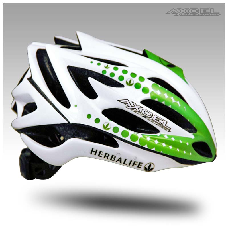 Road Bike White Axcel Fast Graphics Custom Helmet Painting and Race