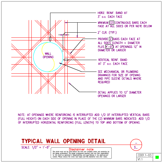 CD01.1 Concrete Wall Opening Details AxiomCpl Central Professional