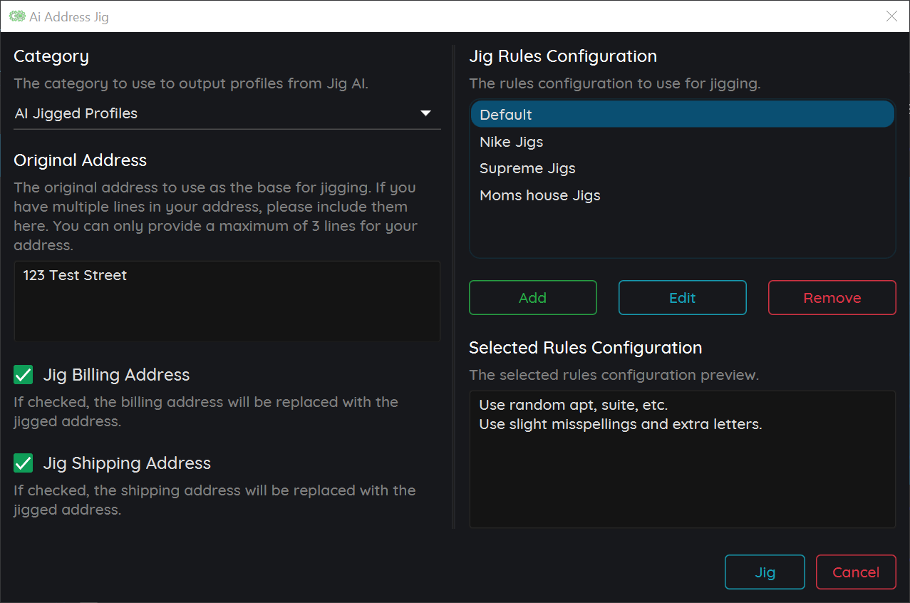 Profile Builder Profiles Tools AI Address Jig AYCD