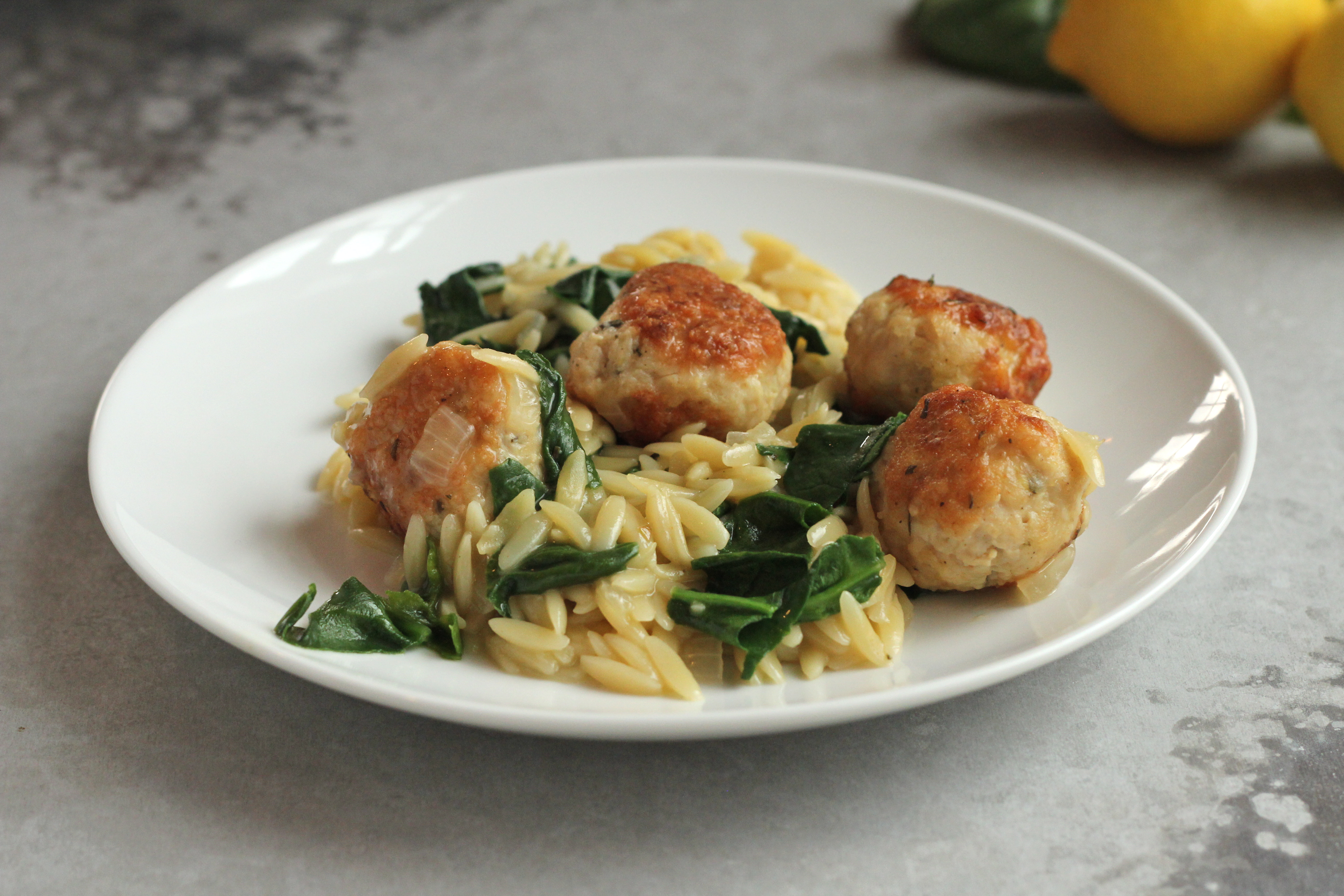 One Pan Lemon Rosemary Chicken Meatballs