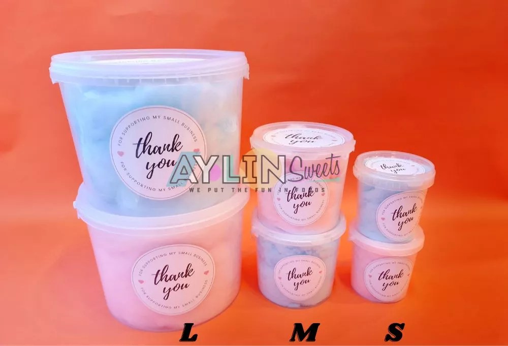 Branded Candy Floss Tubs Custom Printed Aylin Sweets