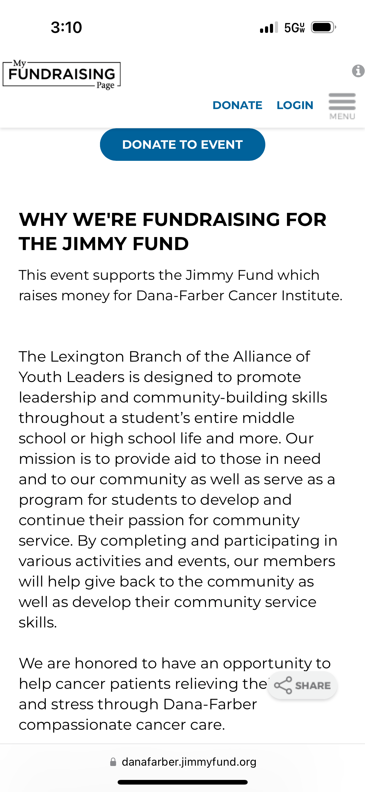 Lexington Branch collected donations and raised funds to support Dana