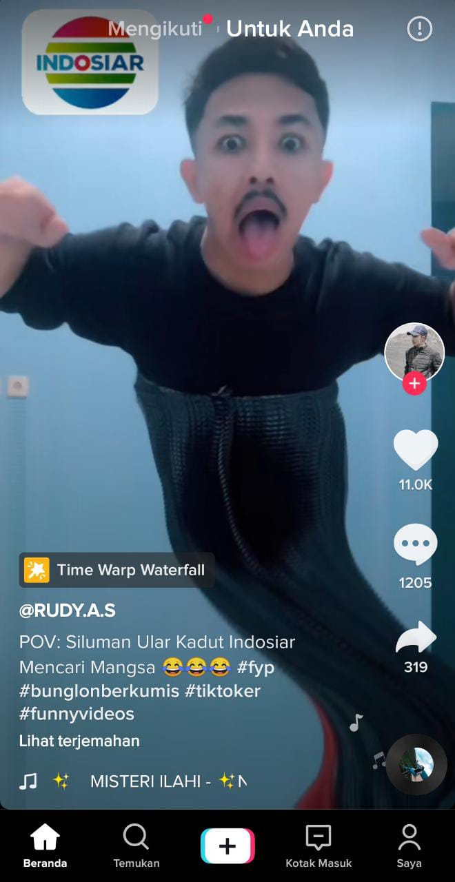 Efek Time Warp Waterfall TikTok Jadi Siluman Ular