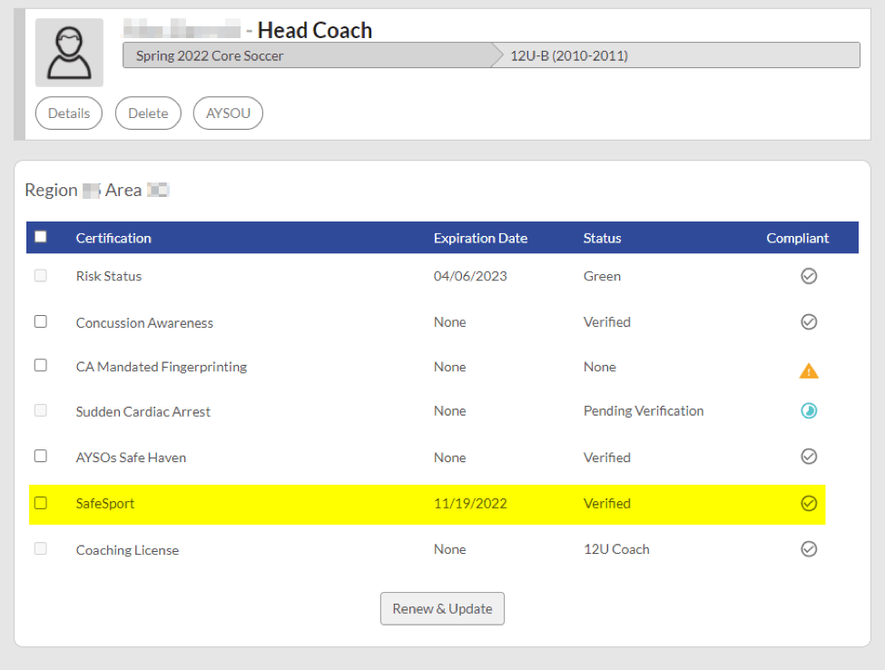 SafeSport Mandatory Training AYSO Volunteer Resources