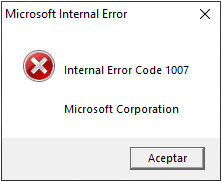 Error Internal Code 1007 al entrar al sistema :: Sait Ayuda