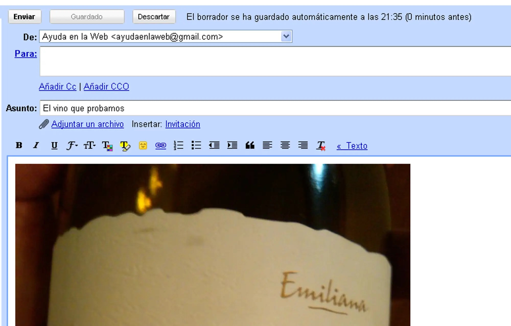 Insertar imágenes en Gmail con drag and drop Ayuda en la 