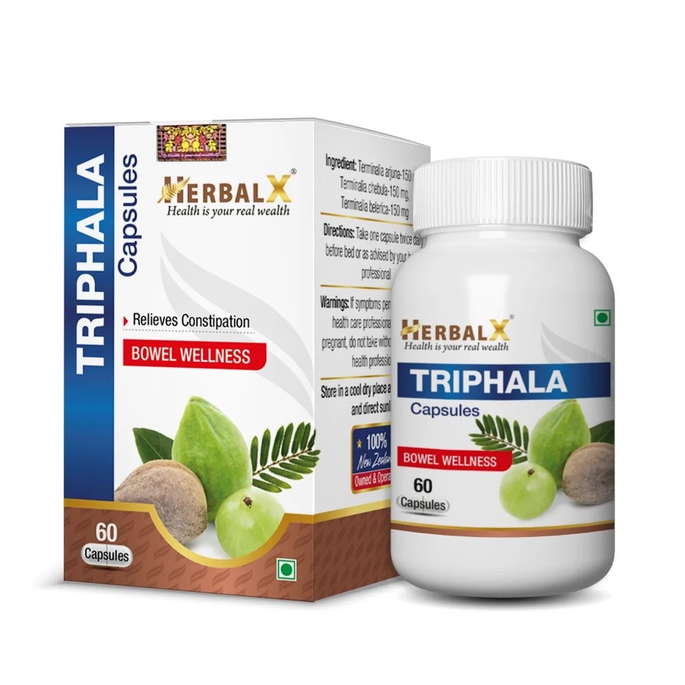 HerbalX Triphala Capsule Bowel Wellness Vitamin C Antioxidants
