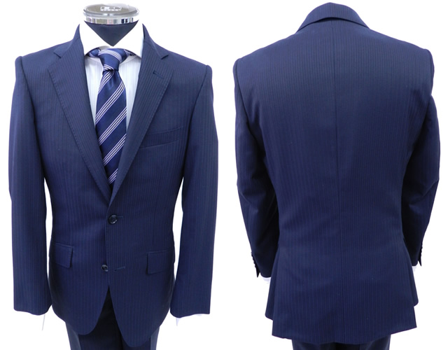 レンタルメンズスーツ 紺地織柄ストライプ ST007 レンタルスーツはメンズスーツ専門店「アズ」 東京・大阪 全国配送