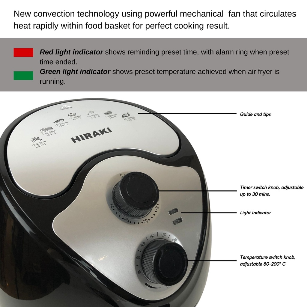 Hiraki Sirim Approved Safety Air Fryer Oil Free Electronic Pan Large 3