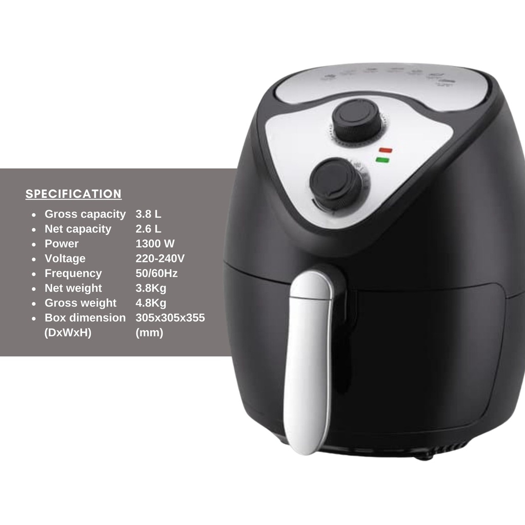Hiraki Sirim Approved Safety Air Fryer Oil Free Electronic Pan Large 3