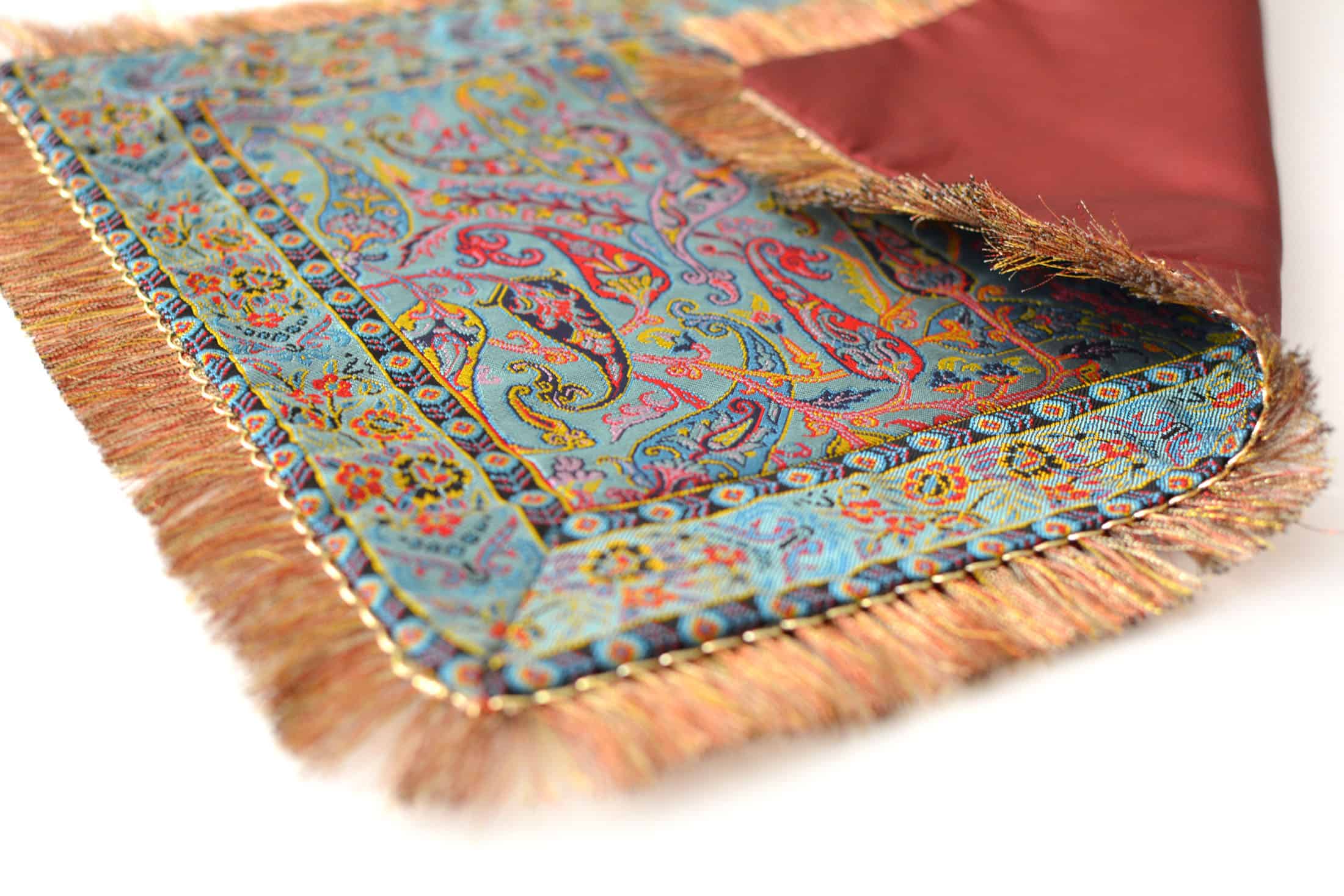 Turquoise Tablecloth With Tassel Fringe Azar Bazaar Art & Craft Shop