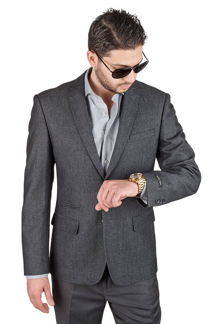 Grey Luxury Slim Fit Sport Coat ÃZARMAN