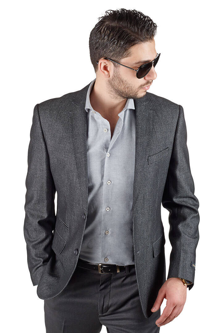 Grey Luxury Slim Fit Sport Coat ÃZARMAN