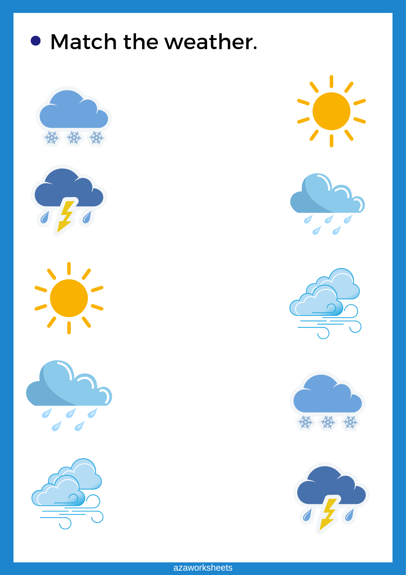 Types of weather. Worksheets for toddlers. azaworksheets