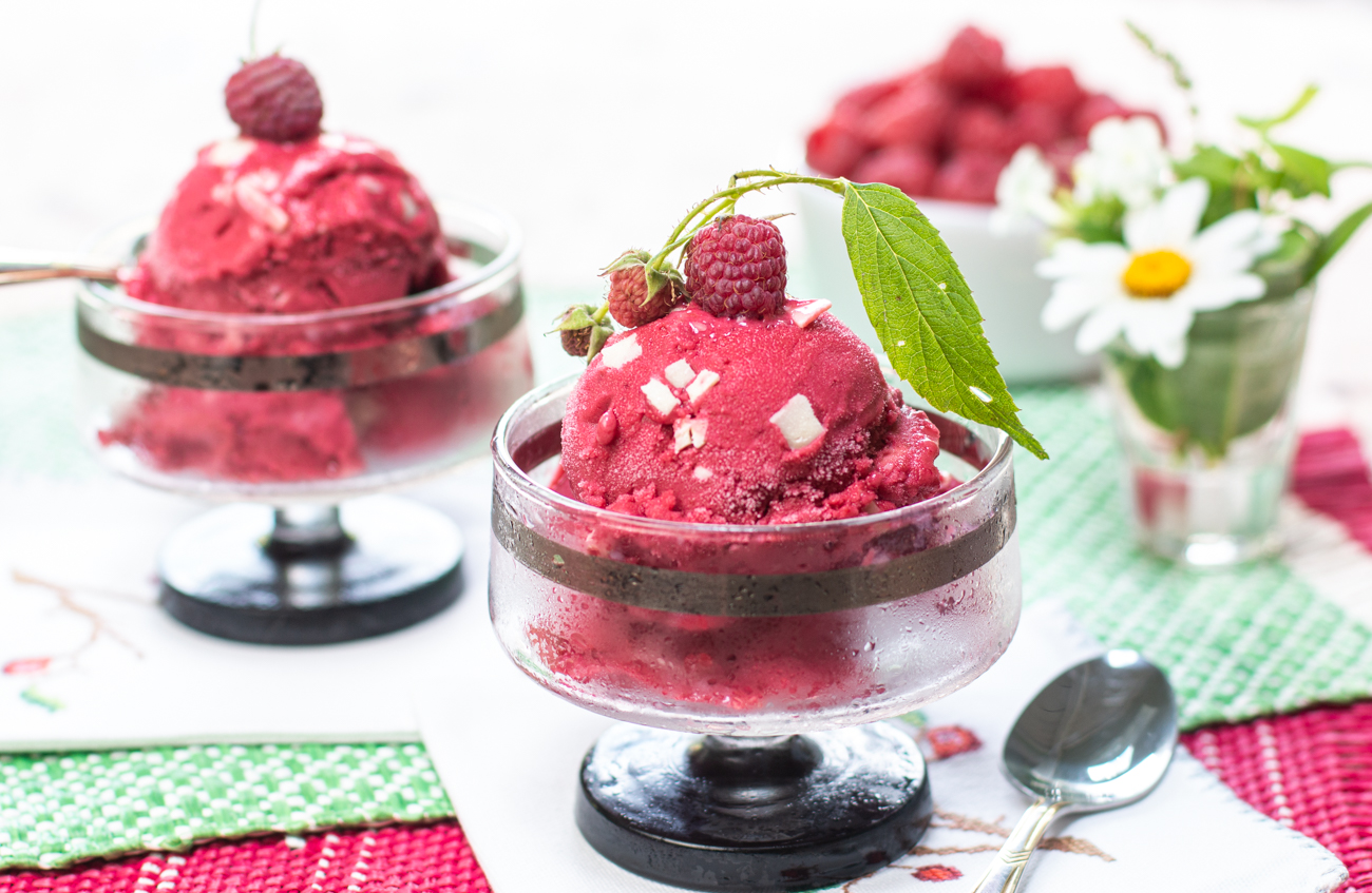 Karen's Raspberry Sherbet with Shaved White Chocolate A Zest for Life