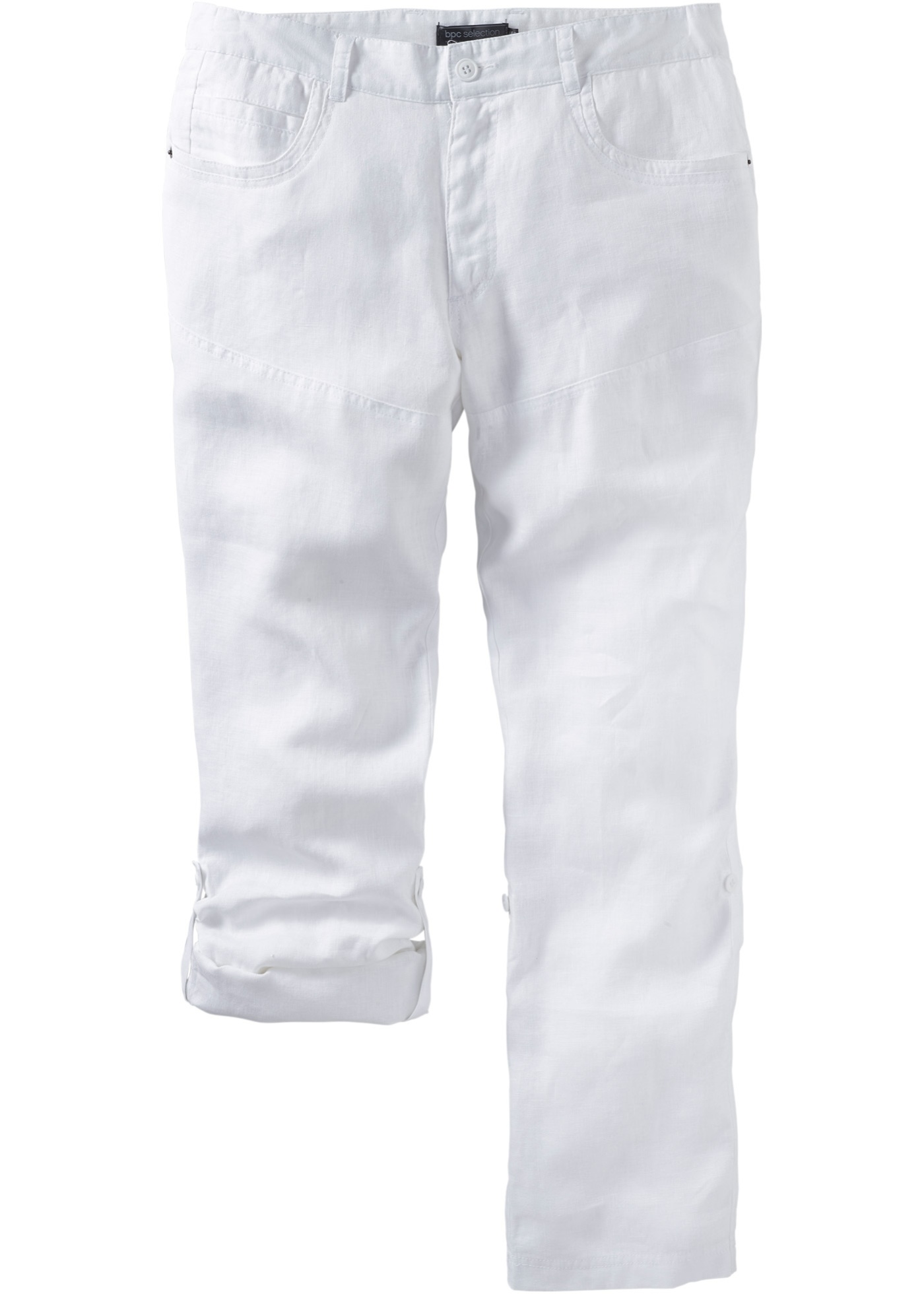 Regular Fit Leinenhose mit TurnUp Gr. 50 Weiß HerrenHose LeinenPants