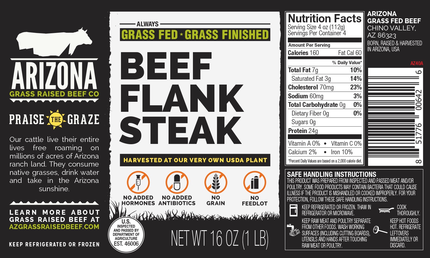 BeefFlankSteak Arizona Grass Raised Beef
