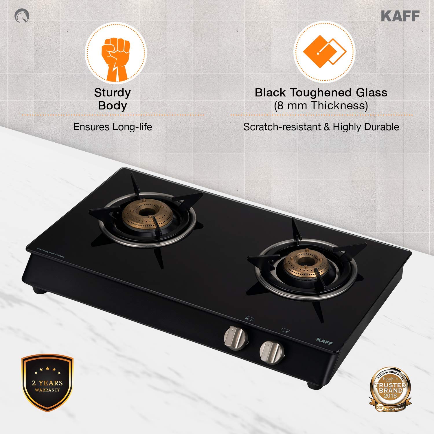 Kaff 2 Burner Cooktop Stove (Black, KC 60 2BJB) Azha Pasa Azha Pasa