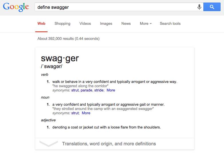 Swaggered definition.