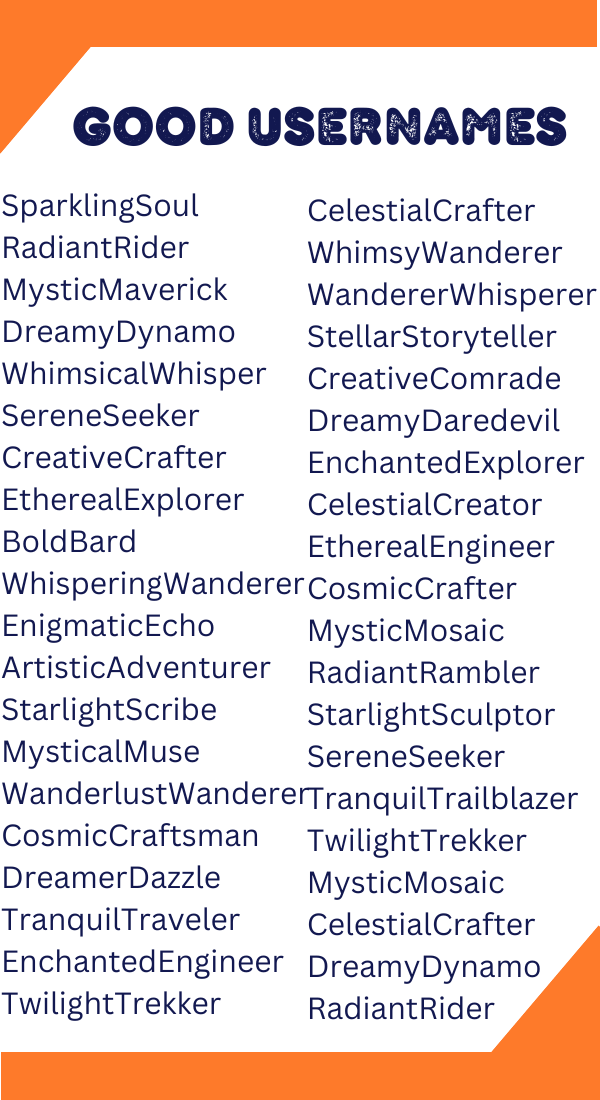 550+ Good Usernames Unique Creative Stylish & Social Ideas