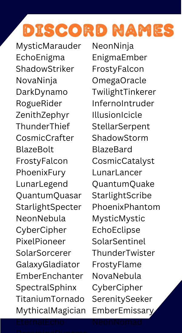 550+ Discord Names Cool Unique Creative Funny & Interesting