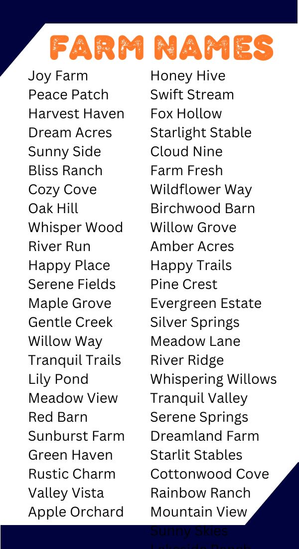 550+ Farm Names Cool Unique Creative Interesting & Catchy