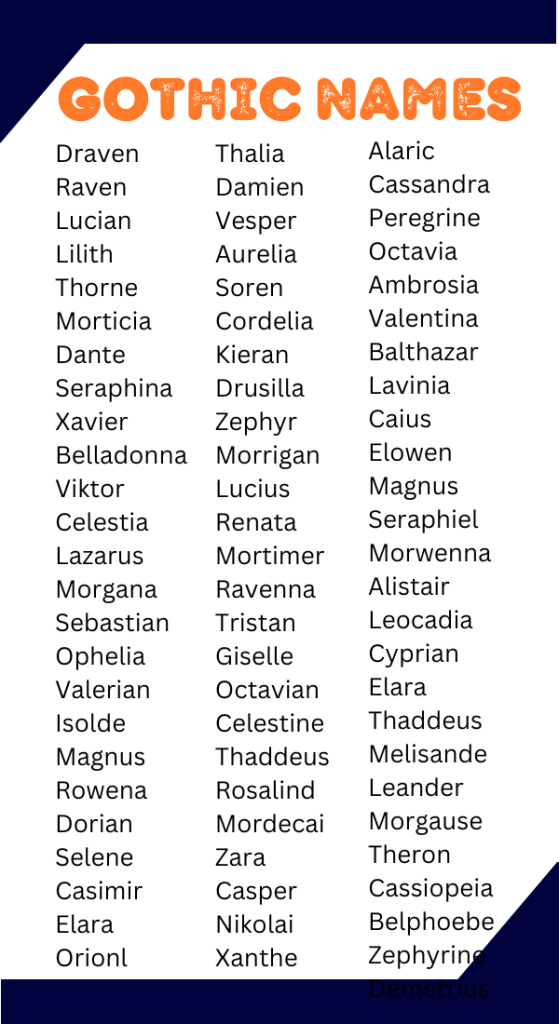 550+ Gothic Names Cool Unique Creative Cute & Stylish Ideas