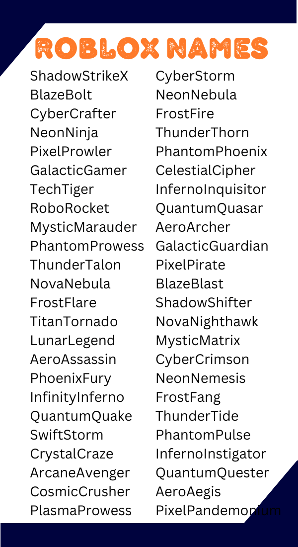 550+ Roblox Names Cool Creative & Unique Names for Roblox