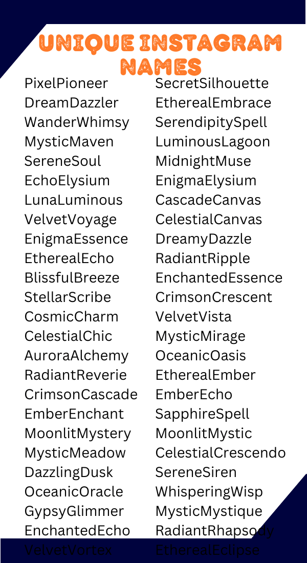 550+ Unique Instagram Names Cool Unique Creative & Catchy