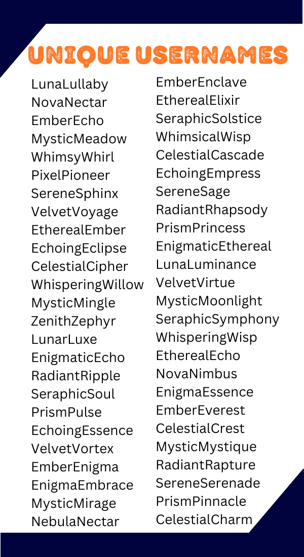 550+ Unique Usernames Cool Stylish Creative & Catchy Ideas