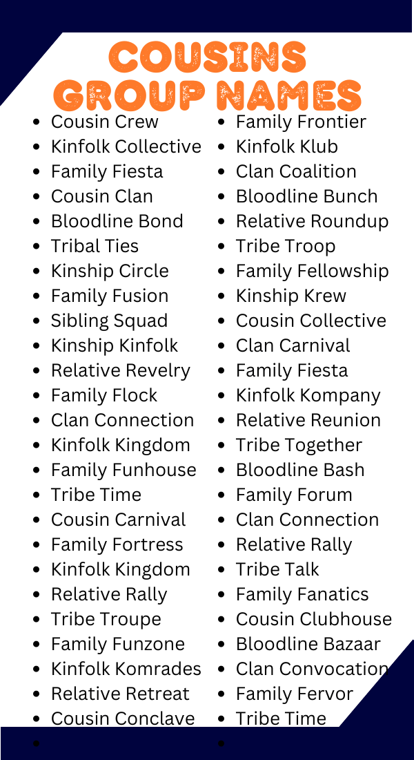 630+ Cousins Group Names Funny Unique Creative Cool & Cute