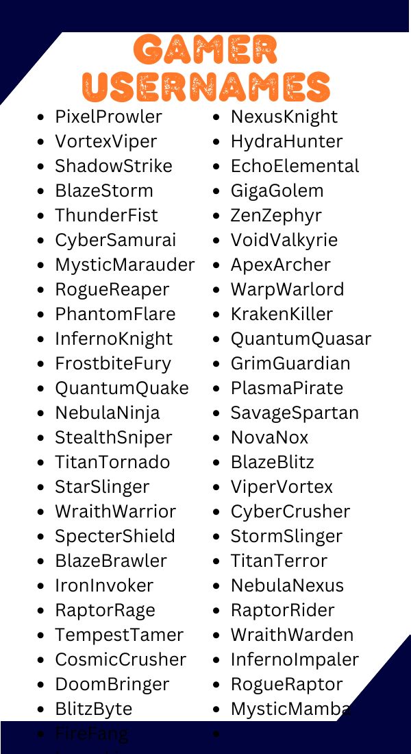 520+ Gamer Usernames Unique Creative Funny Swag & Cool