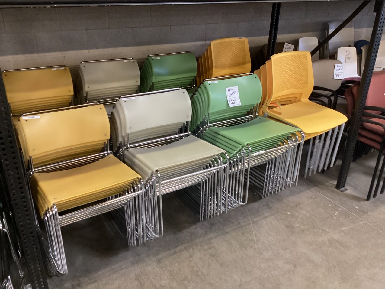 Used Stackable and Multipurpose Chairs Various Styles and Colors
