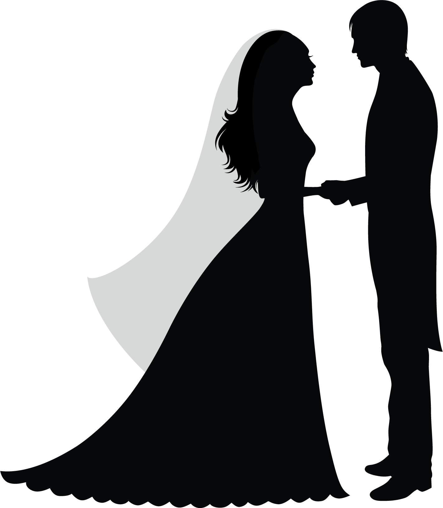 寄せ書きデザイン イラスト素材「新郎新婦シルエット」