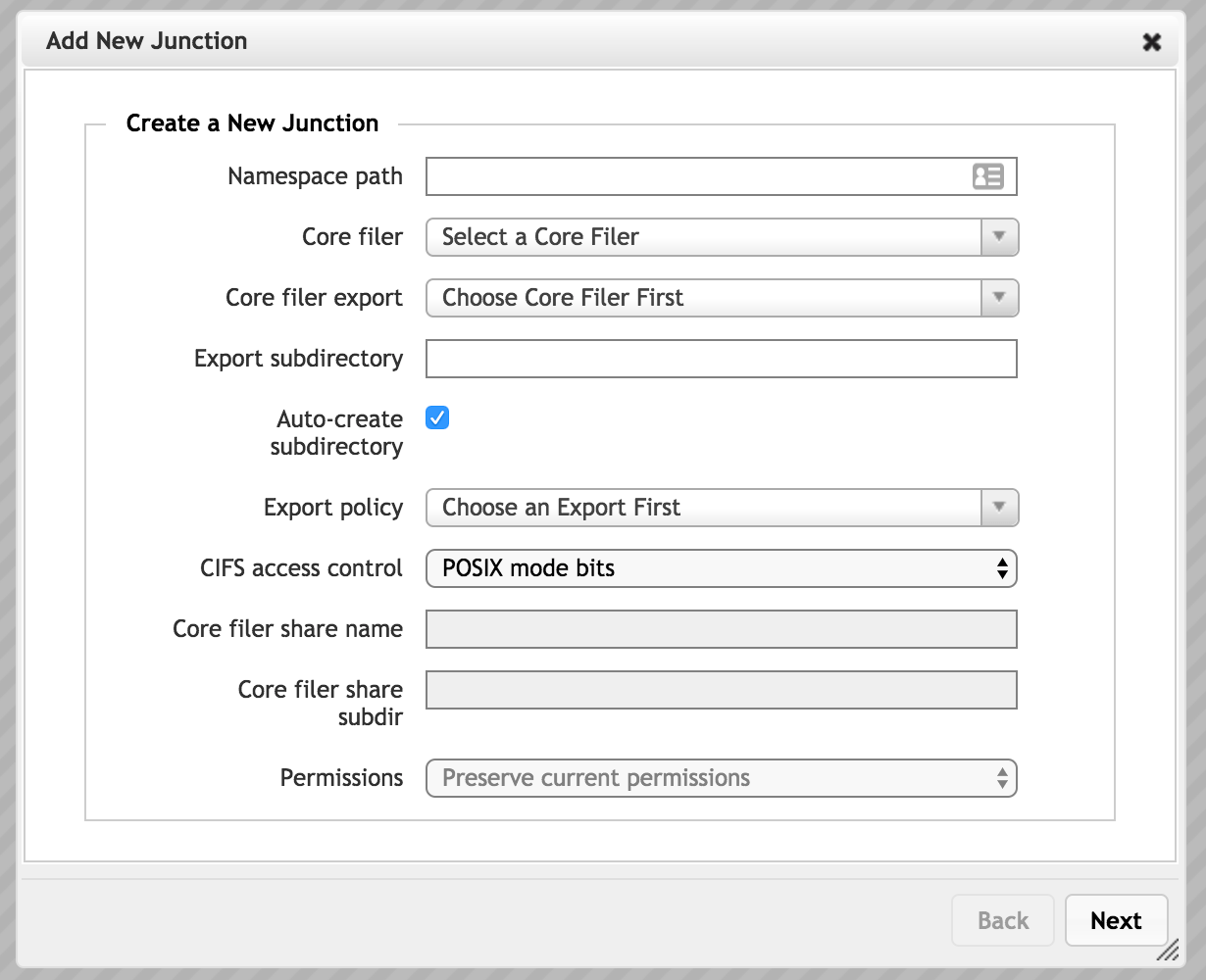 VServer > Namespace — Avere OS Configuration Guide