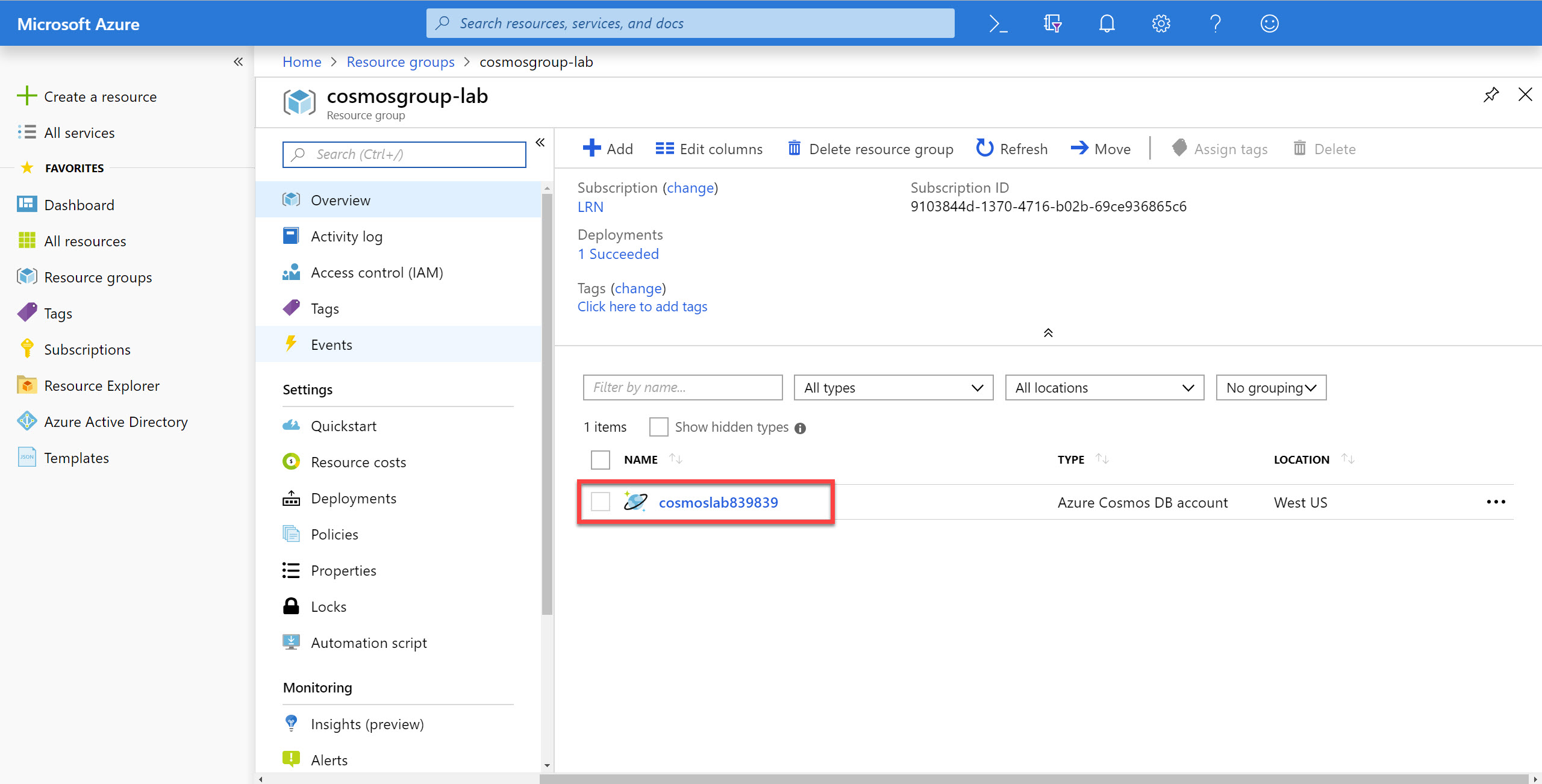 Azure Cosmos DB Account Setup