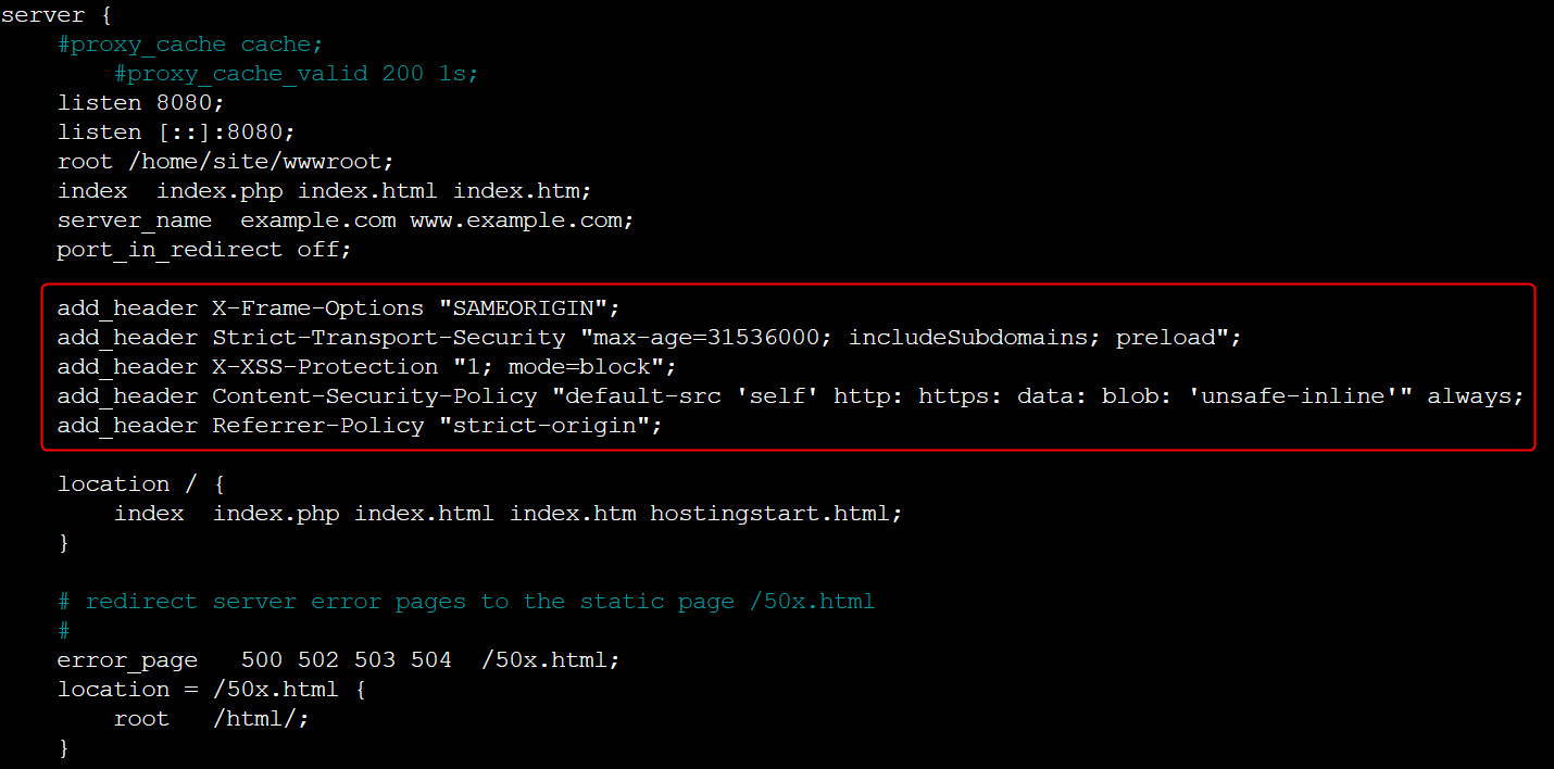 How to set Nginx headers