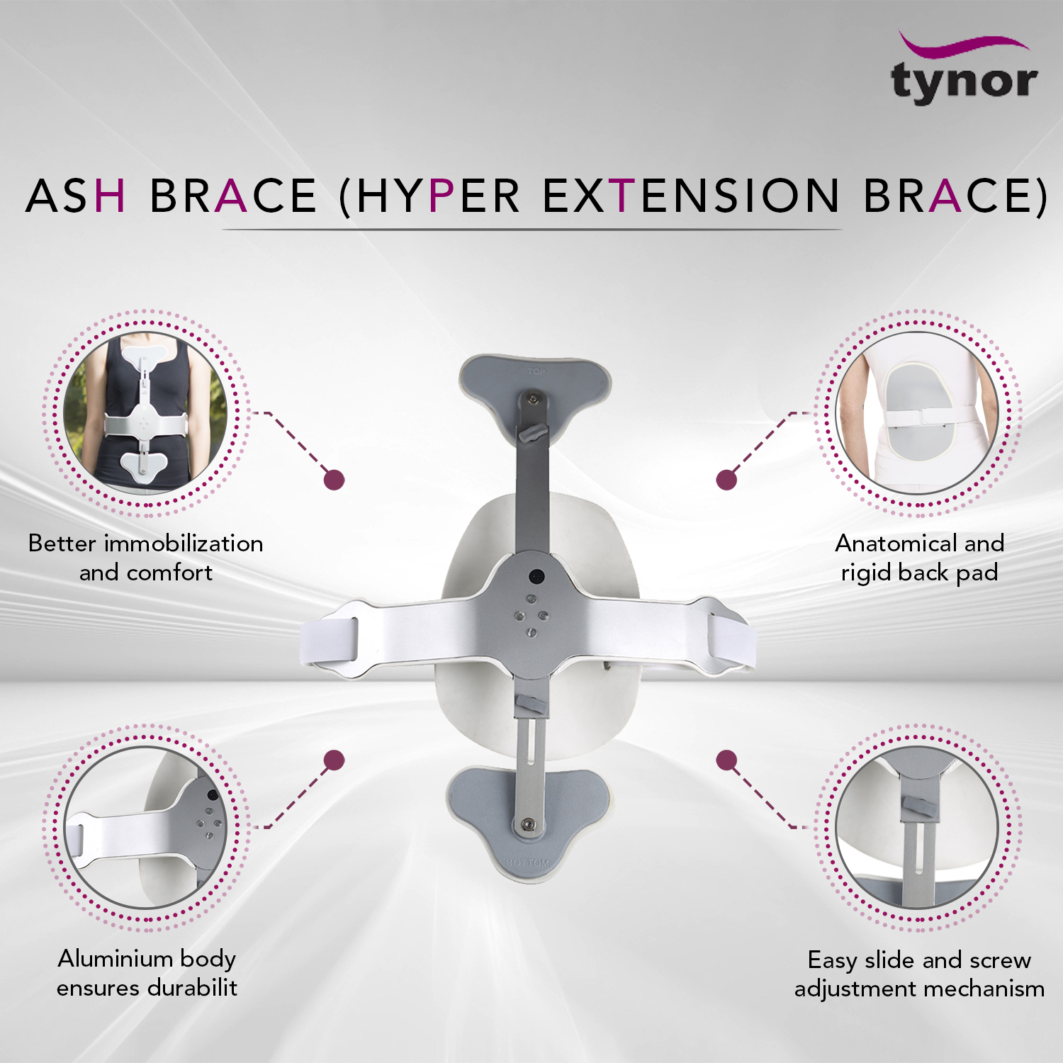 Tynor Ash Brace (Hyper Extension Brace) ( Size S,L) BArm Medical