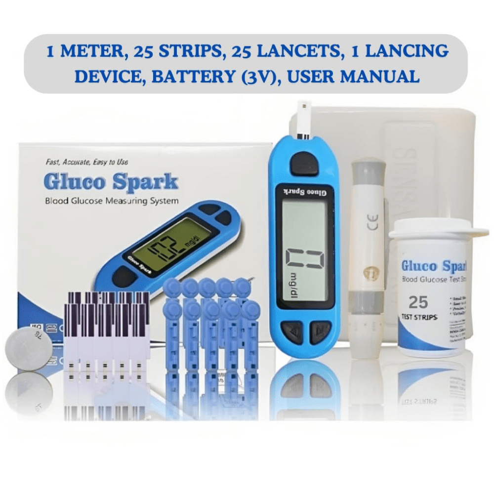 Gluco Spark with 25 Test Strips and 25 lancets by SensaCore