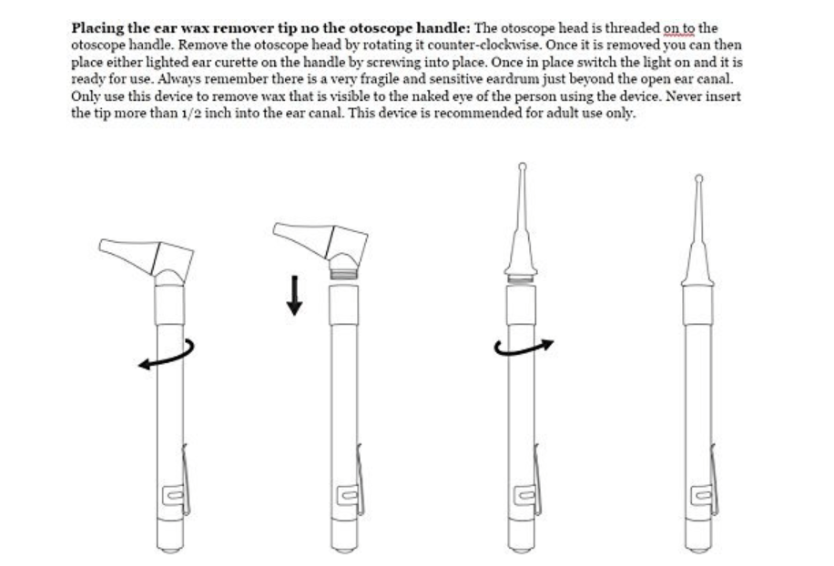 Dr Mom Otoscopes LIGHTED Ear Curettes plus HARD CASE BArm Medical