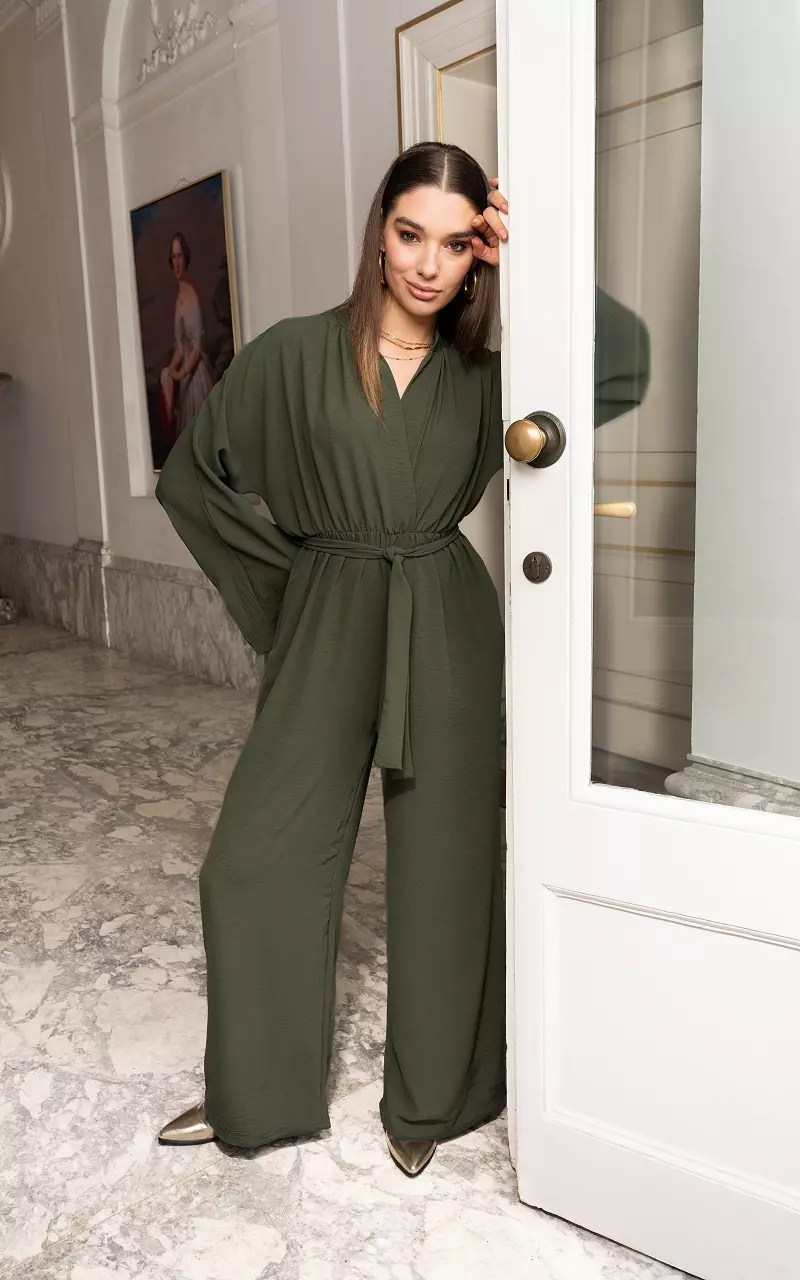 Jumpsuit met strikdetail Groen Guts & Gusto